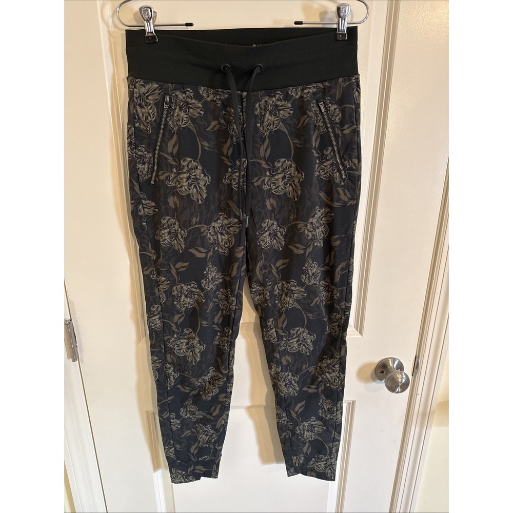 Athleta Joggers Womens Size 4 Green Floral Print Trekkie North Textured Pants